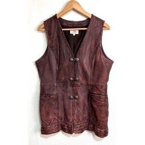 Roja Women's size Large Leather Western Festival Burning Man Jacket Vest Dress